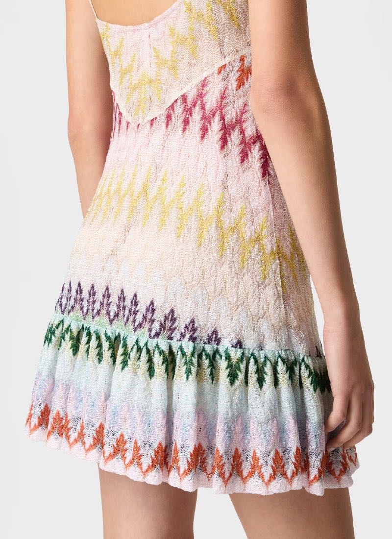 Short Multicolor Dress With Ruffles