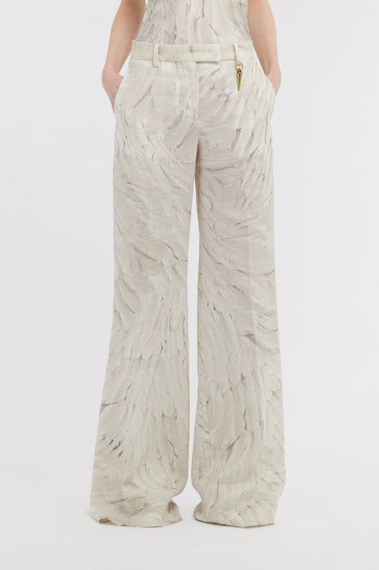 Pallazo trousers with feather print