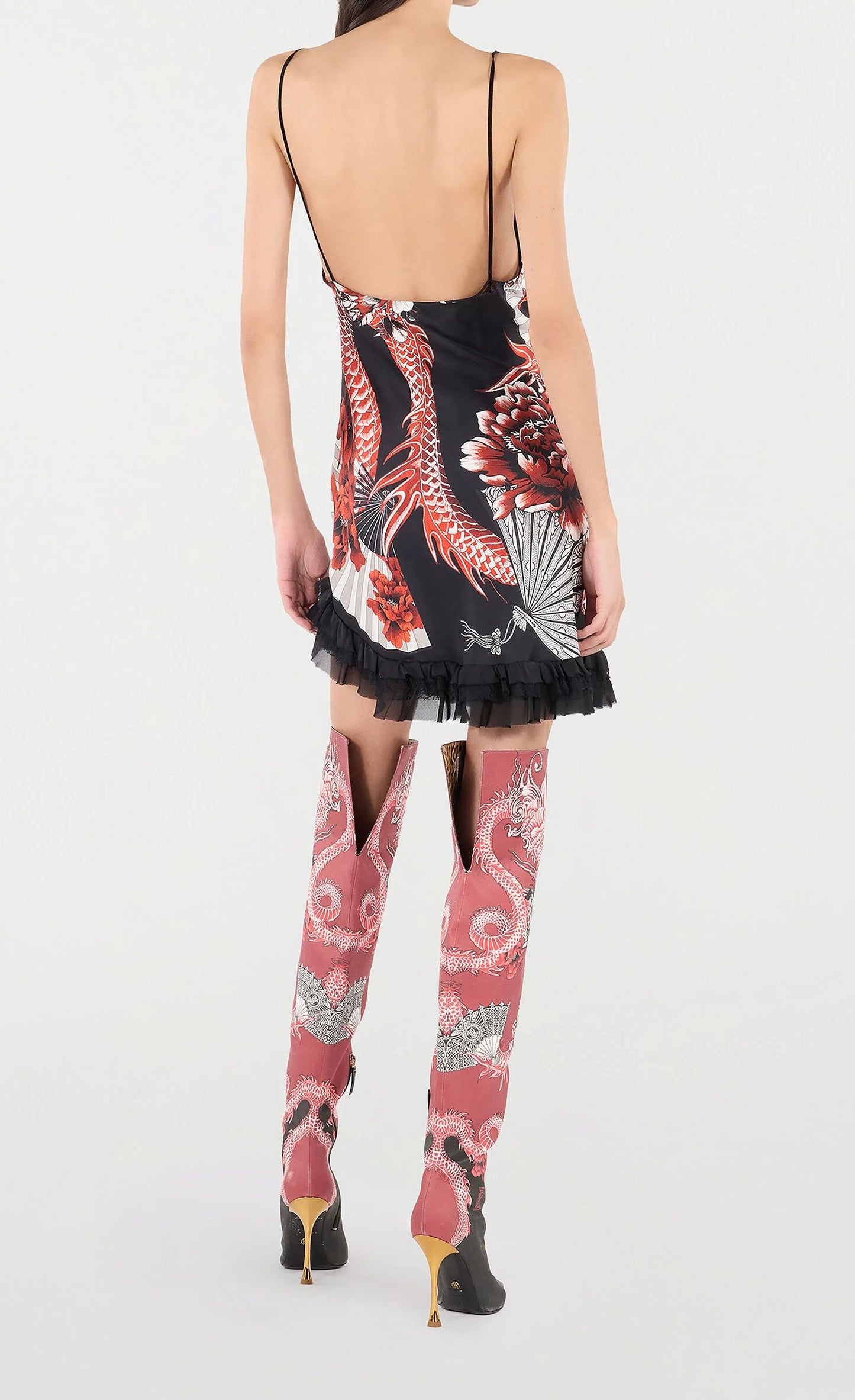 Mini dress with dragon print