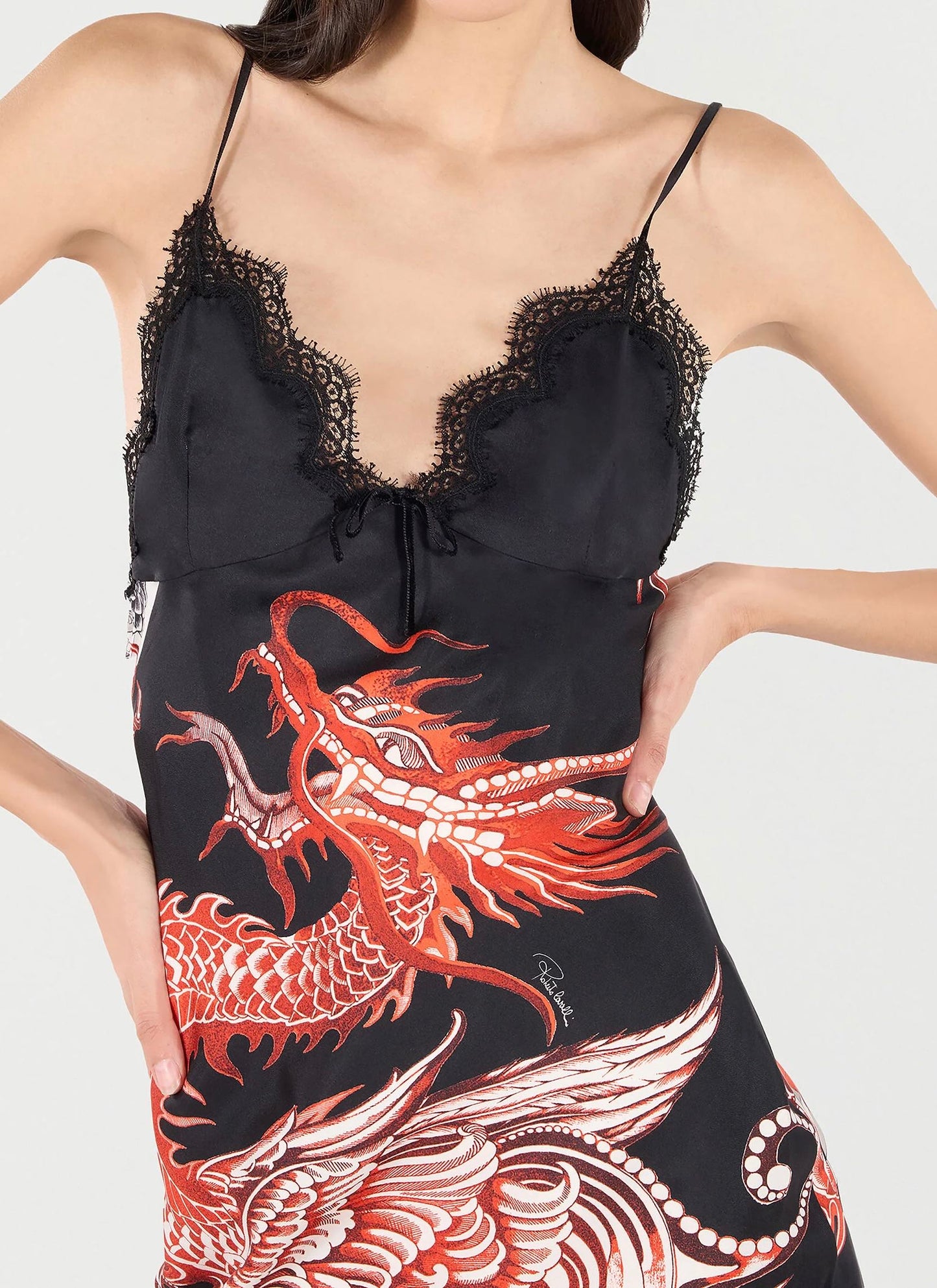 Mini dress with dragon print