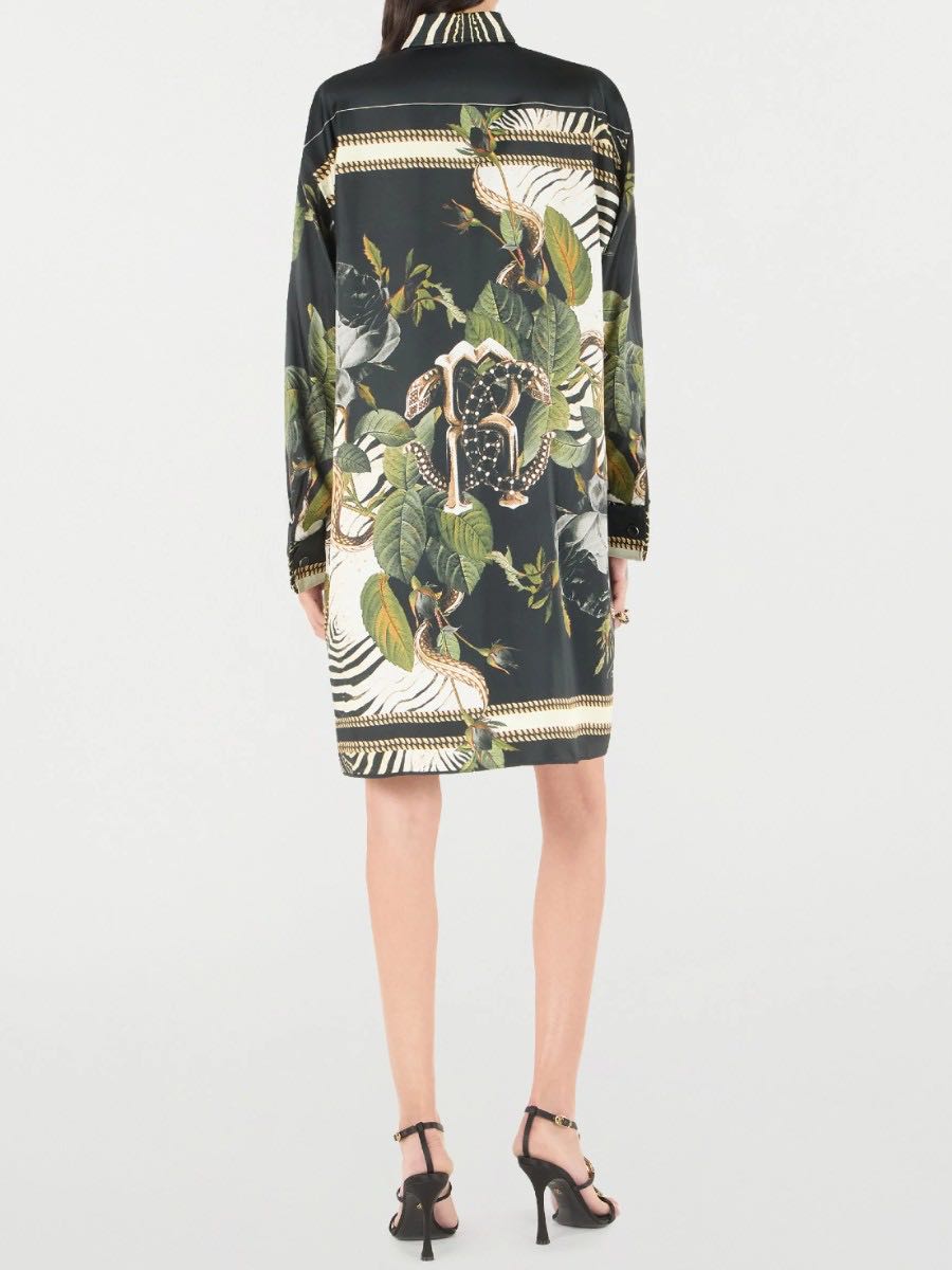 Mini oversized shirt dress with animal print