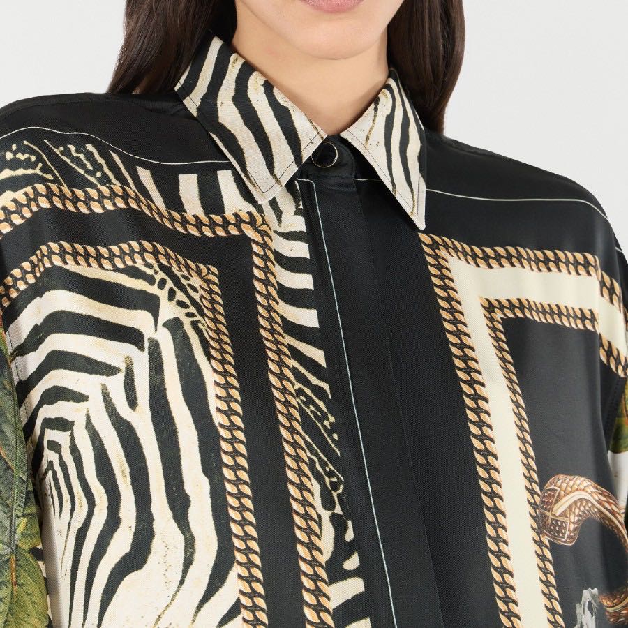 Mini oversized shirt dress with animal print