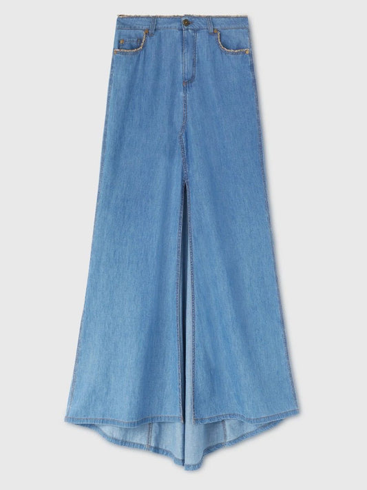 Long denim skirt