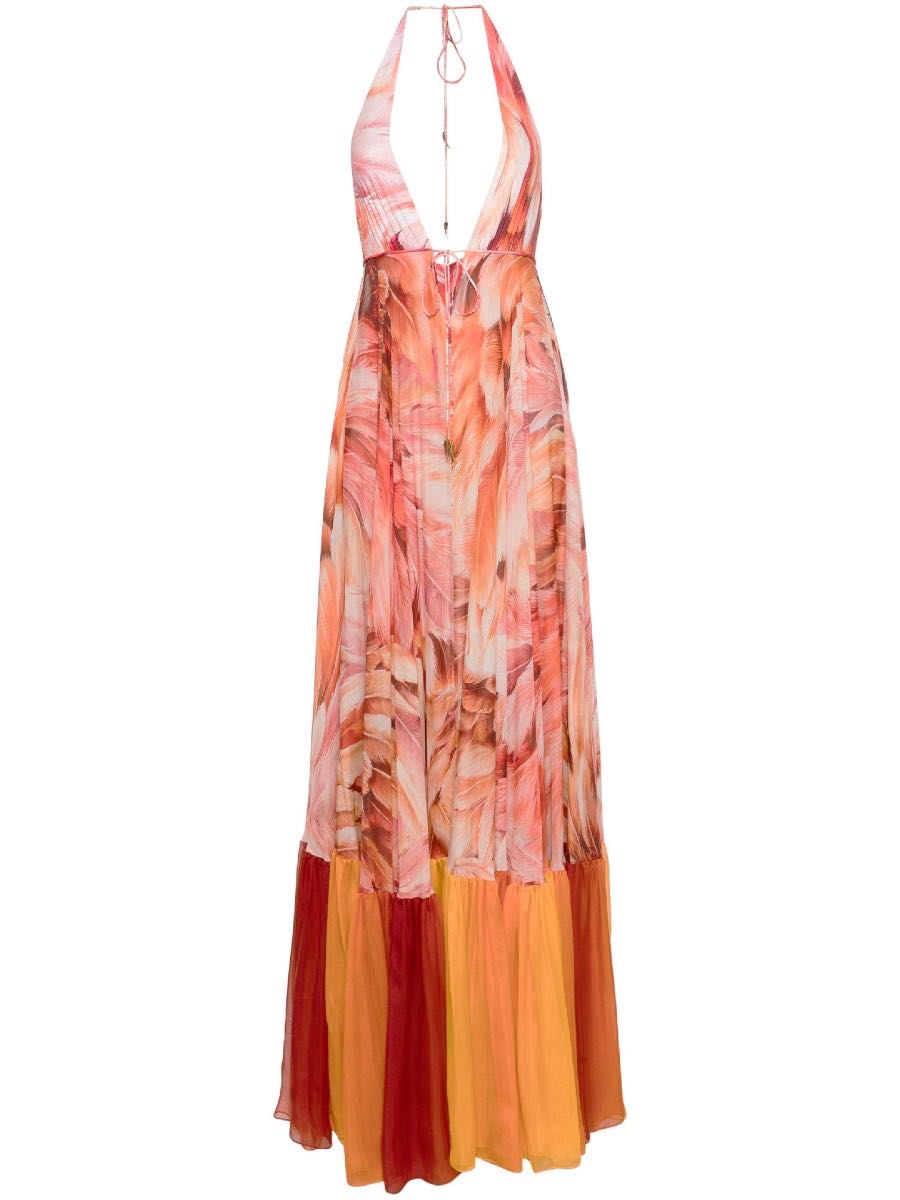 Long Feather print dress