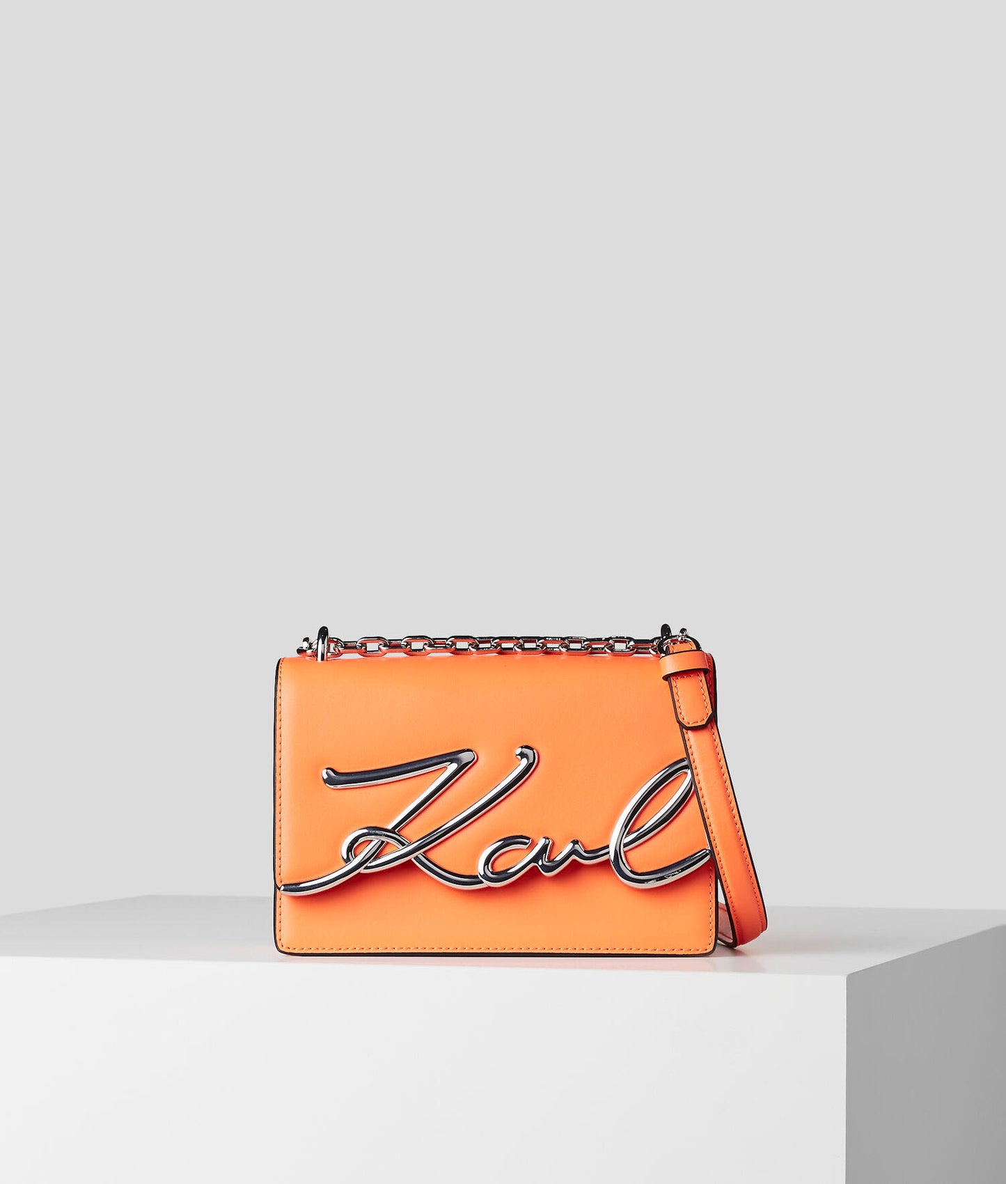 Orange bag with chain strap