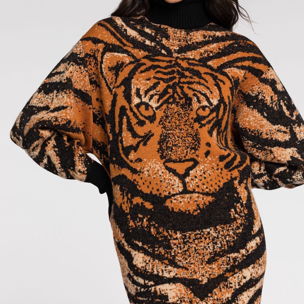 Tiger print swater dress