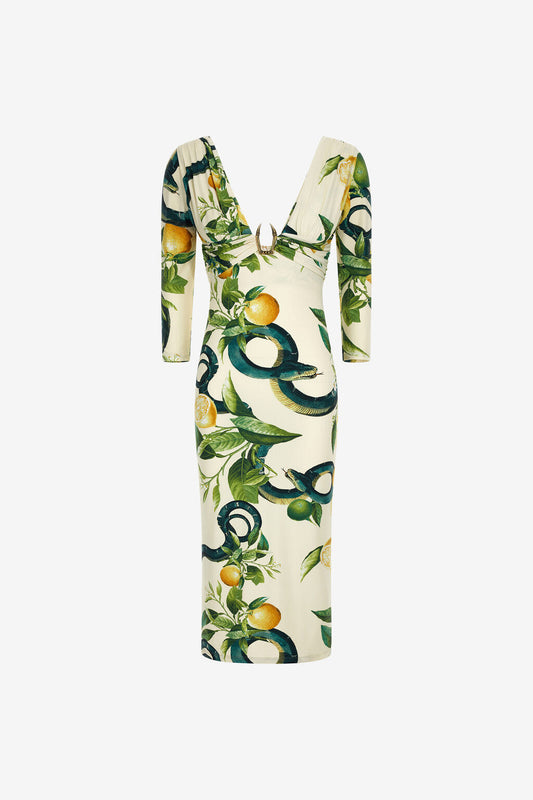 Tubino jersey dress lemon print