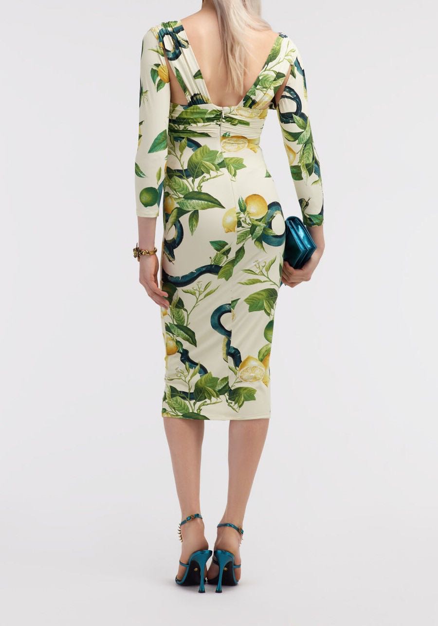 Tubino jersey dress lemon print