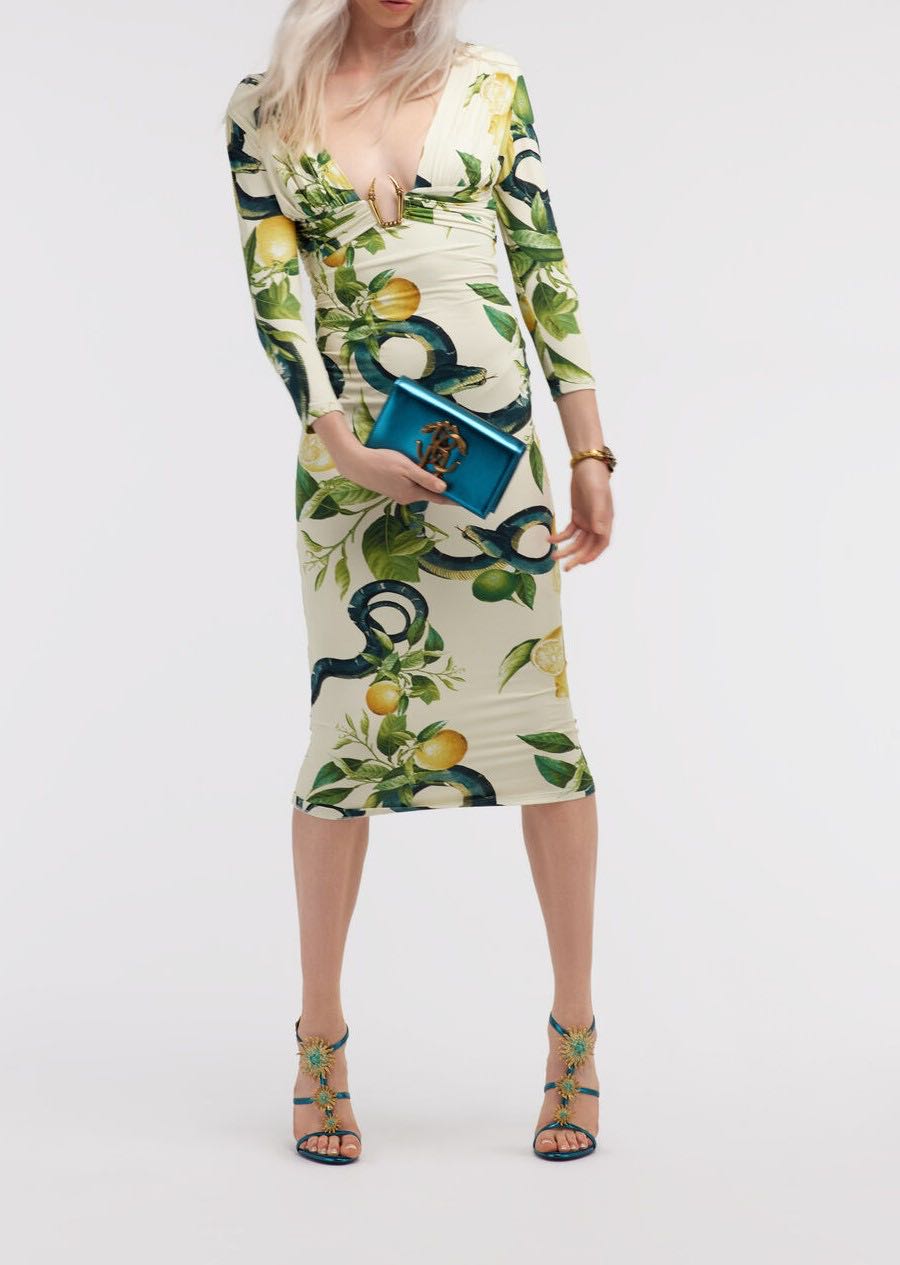 Tubino jersey dress lemon print