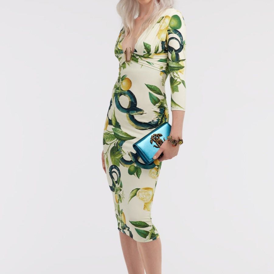 Tubino jersey dress lemon print