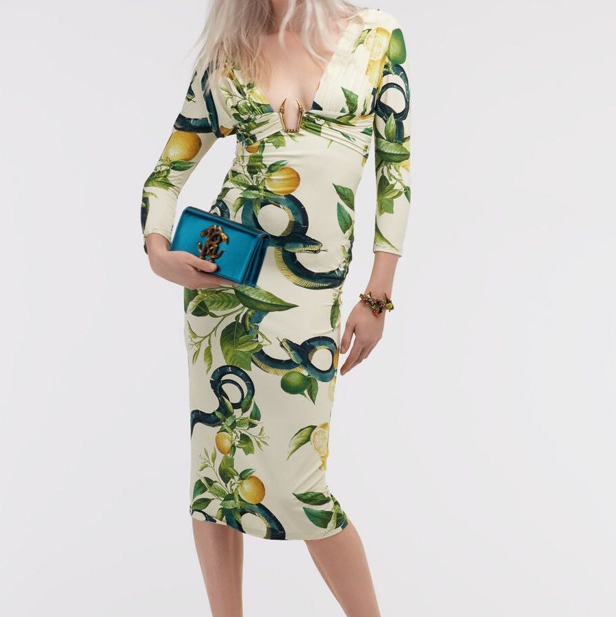 Tubino jersey dress lemon print