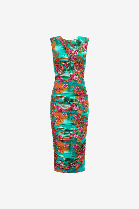 Hawaii print midi dress